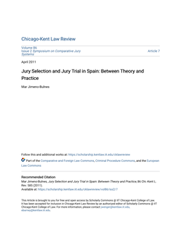 Jury Selection and Jury Trial in Spain: Between Theory and Practice