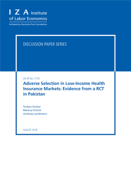 Adverse Selection in Low-Income Health Insurance Markets: Evidence from a RCT in Pakistan