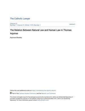 The Relation Between Natural Law and Human Law in Thomas Aquinas