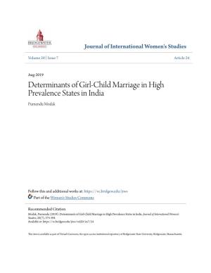 Determinants of Girl-Child Marriage in High Prevalence States in India Purnendu Modak