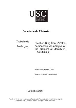 Facultade De Filoloxía Traballo De Fin De Grao Stephen King from Žižek's Perspective