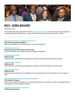 BCC JOBS BOARD February 24, 2021