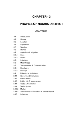 Chapter - 3 Profile of Nashik District