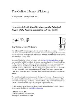 Considerations on the Principal Events of the French Revolution (LF Ed.) [2008]