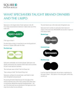 What Specsavers Taught Brand Owners and the UKIPO