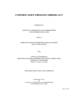 Uniform Asset-Freezing Orders Act