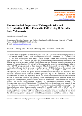 Electrochemical Properties of Chlorogenic Acids and Determination of Their Content in Coffee Using Differential Pulse Voltammetry