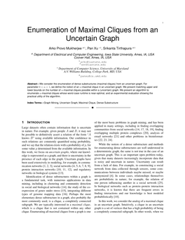 Enumeration of Maximal Cliques from an Uncertain Graph