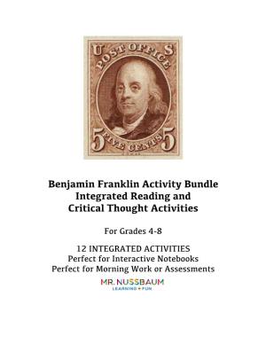 Benjamin Franklin Activity Bundle Integrated Reading and Critical Thought Activities