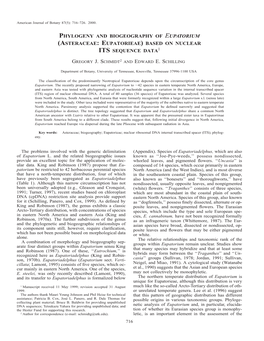 Phylogeny and Biogeography of Eupatorium (Asteraceae:Eupatorieae) Based on Nuclear Its Sequence Data1