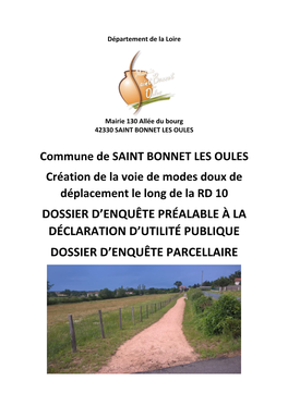 Commune De SAINT BONNET LES OULES Création De La Voie De Modes Doux De Déplacement Le Long De La RD 10