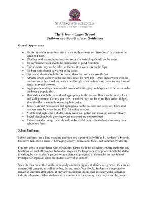 The Priory – Upper School Uniform and Non-Uniform Guidelines