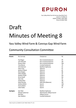 Draft Minutes of Meeting 8