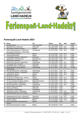 Ferienspaß Land Hadeln 2021