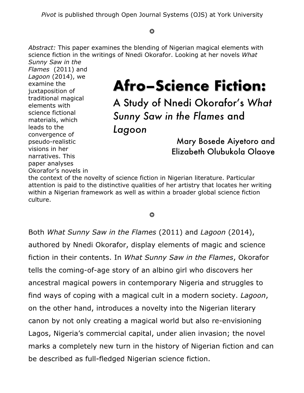 Afro–Science Fiction