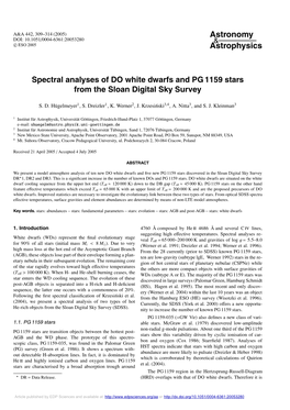 Spectral Analyses of DO White Dwarfs and PG 1159 Stars from the Sloan Digital Sky Survey