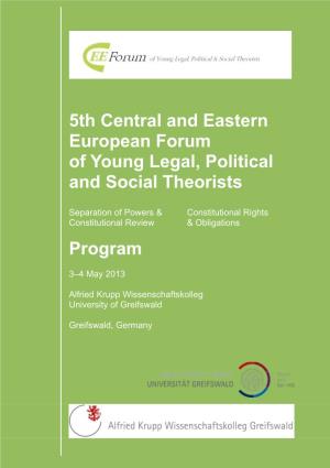 5Th Central and Eastern European Forum of Young Legal, Political and Social Theorists