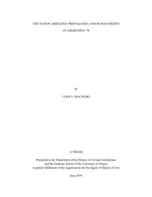 PROPAGANDA and HUMAN RIGHTS at ARGENTINA '78 by LIAM A. MACHADO a THESIS Presented to the Department Of