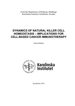 Dynamics of Natural Killer Cell Homeostasis – Implications for Cell-Based Cancer Immunotherapy
