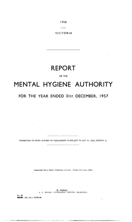 Report Mental Hygiene Authority