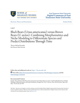 Ursus Americanus) Versus Brown Bears (U. Arctos