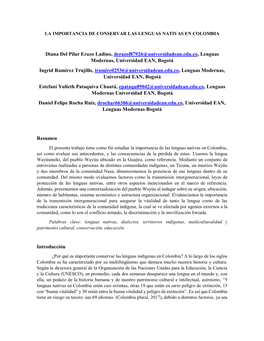 La Importancia De Conservar Las Lenguas Nativas En Colombia