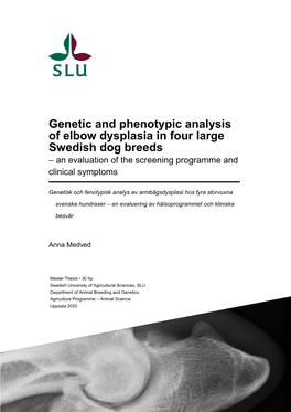 Genetic and Phenotypic Analysis of Elbow Dysplasia in Four Large Swedish Dog Breeds – an Evaluation of the Screening Programme and Clinical Symptoms
