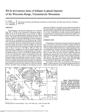 Rb-Sr Provenance Dates of Feldspar in Glacial Deposits of the Wisconsin Range, Transantarctic Mountains