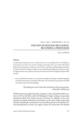 The Life of Donald Mcgavran: Becoming a Professor