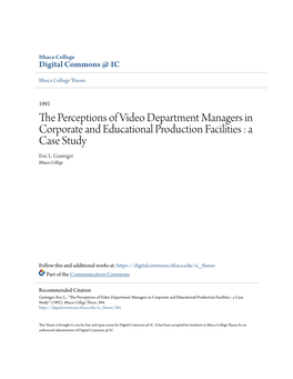 The Perceptions of Video Department Managers in Corporate And
