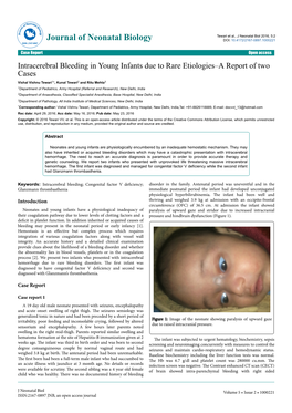 Intracerebral Bleeding in Young Infants Due to Rare Etiologies–A