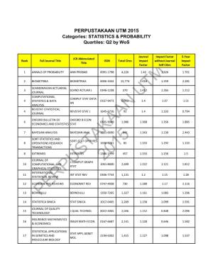 PERPUSTAKAAN UTM 2015 Categories: STATISTICS & PROBABILITY Quartiles: Q2 by Wos