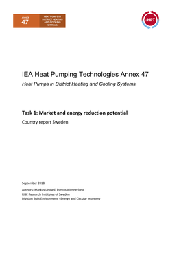 IEA Heat Pumping Technologies Annex 47 Heat Pumps in District Heating and Cooling Systems