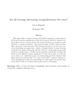 Are All Leverage Decreasing Recapitalizations the Same?