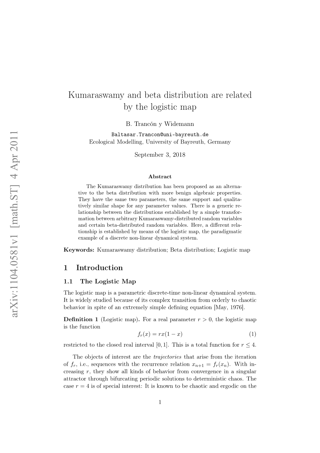 Kumaraswamy and Beta Distribution Are Related by the Logistic