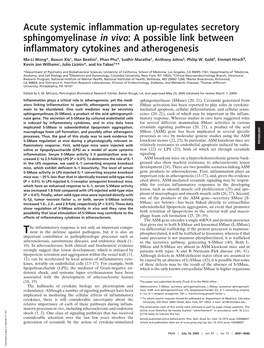 Acute Systemic Inflammation Up-Regulates Secretory Sphingomyelinase in Vivo: a Possible Link Between Inflammatory Cytokines and Atherogenesis