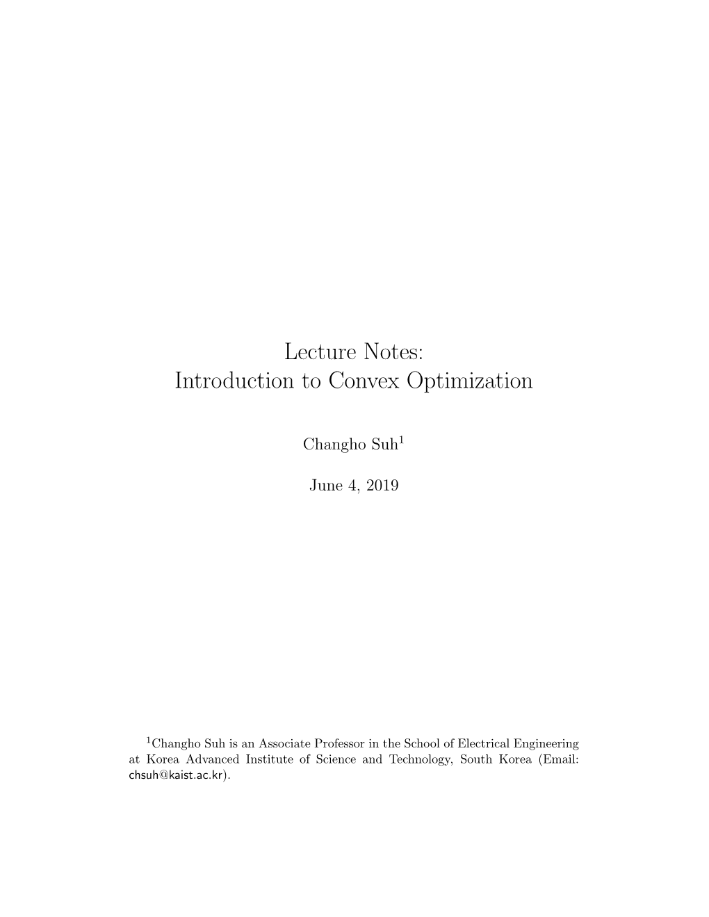 Introduction to Convex Optimization