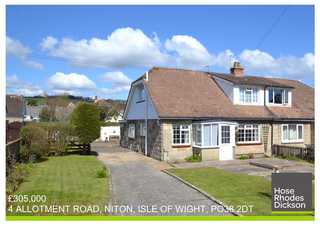 £305,000 4 Allotment Road, Niton, Isle of Wight, Po38 2Dt