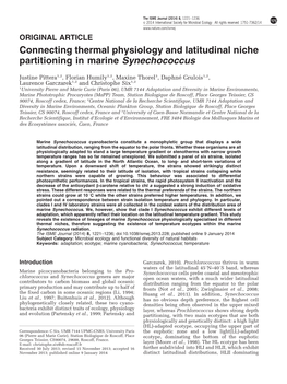 Connecting Thermal Physiology and Latitudinal Niche Partitioning in Marine Synechococcus
