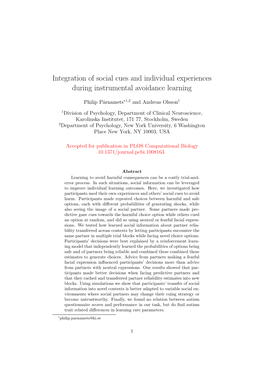 Integration of Social Cues and Individual Experiences During Instrumental Avoidance Learning