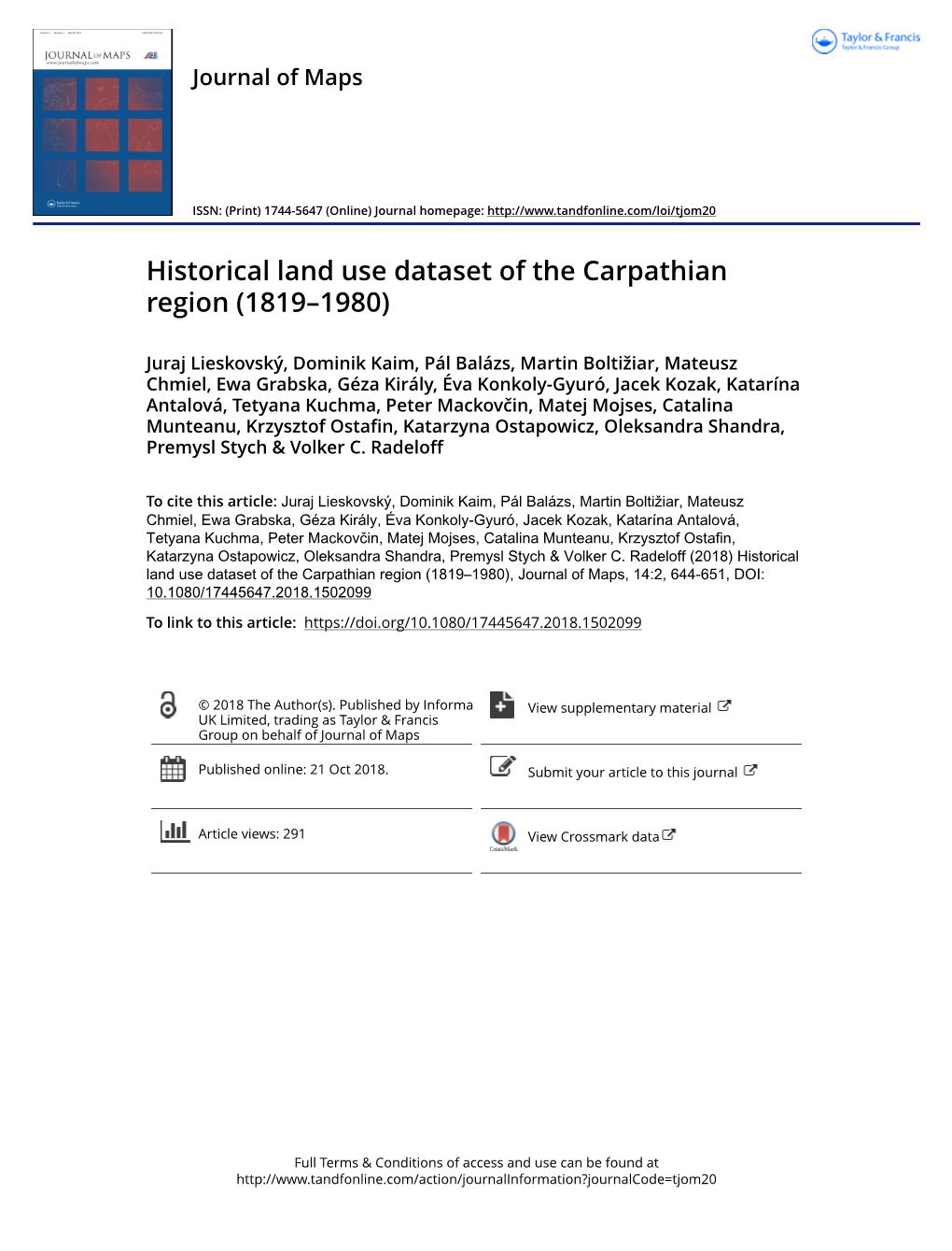 Historical Land Use Dataset of the Carpathian Region (1819–1980)