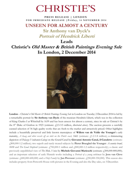 Portrait of Hendrick Liberti Christie's Old Master & British Paintings