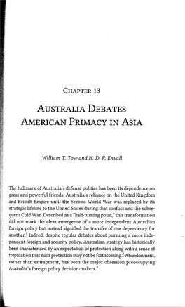 Australia Debates American Primacy in Asia 299