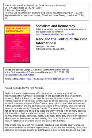Marx and the Politics of the First'international