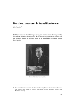 Menzies: Treasurer in Transition to War