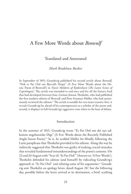 A Few More Words About Beowulf