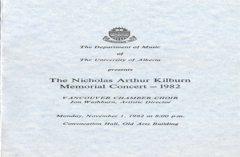 The Nicholas Arthur Kilburn Memorial Concert —1982