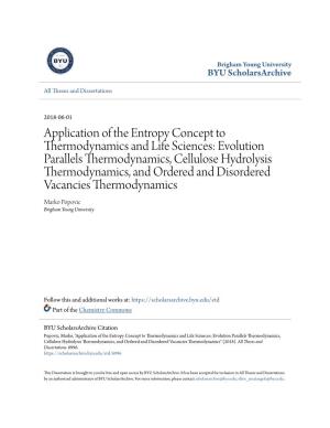 Application of the Entropy Concept to Thermodynamics and Life Sciences