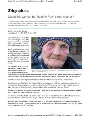 Could This Woman Be Vladimir Putin's Real Mother? - Telegraph Page 1 of 3