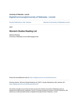 Women's Studies Reading List